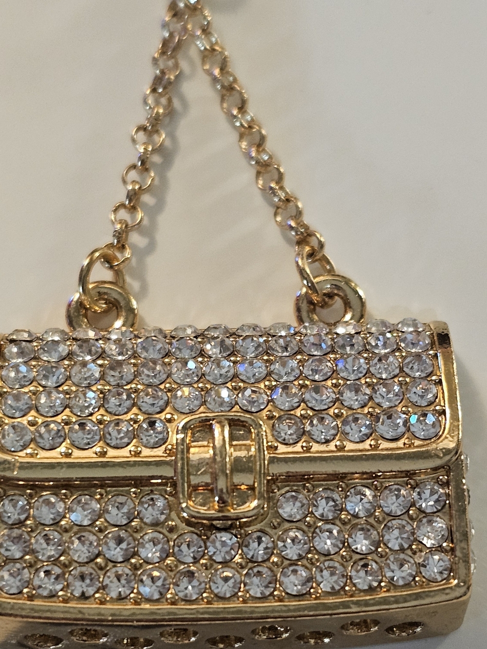 Gold Crystal Mini Handbag Keyring/bag Charm